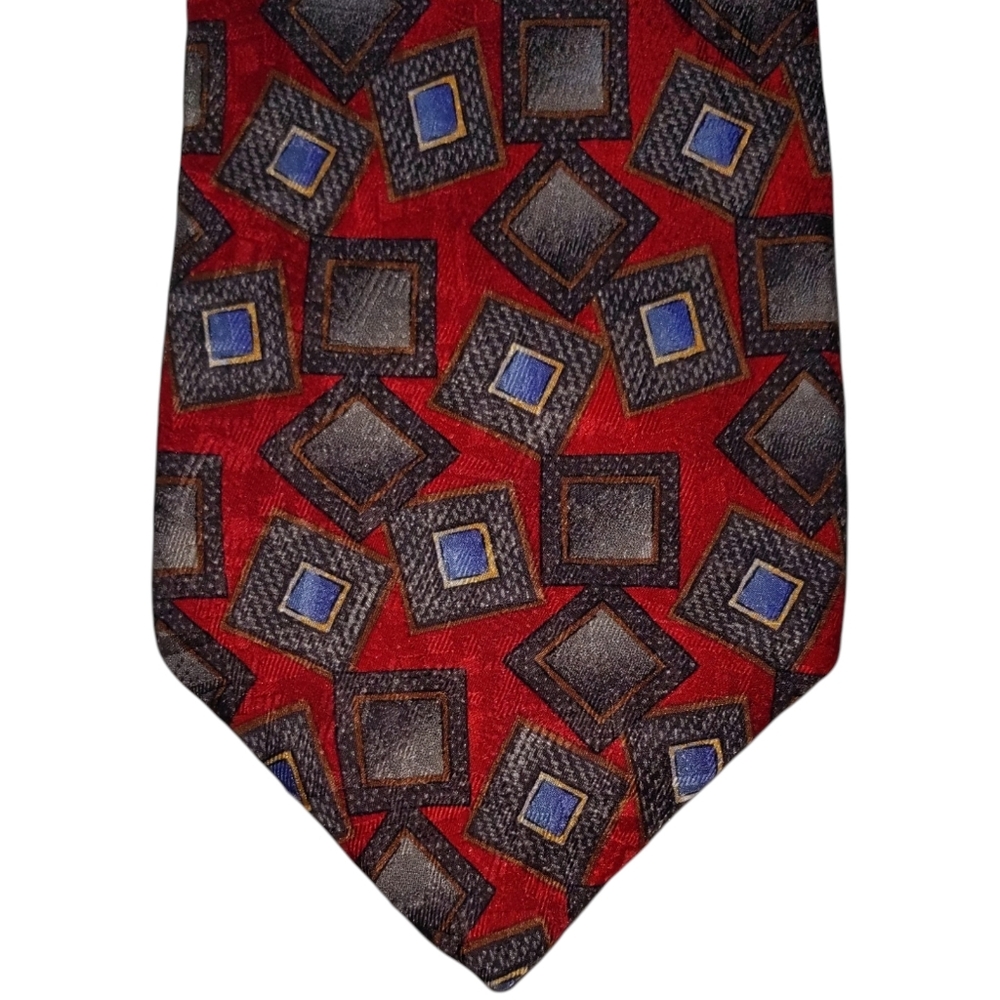 Robert Talbott Silk Necktie Men's Red Medallion Designer Preppy Tie EUC